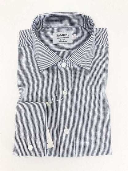 Navy Rope Stripe Slim Fit Shirt