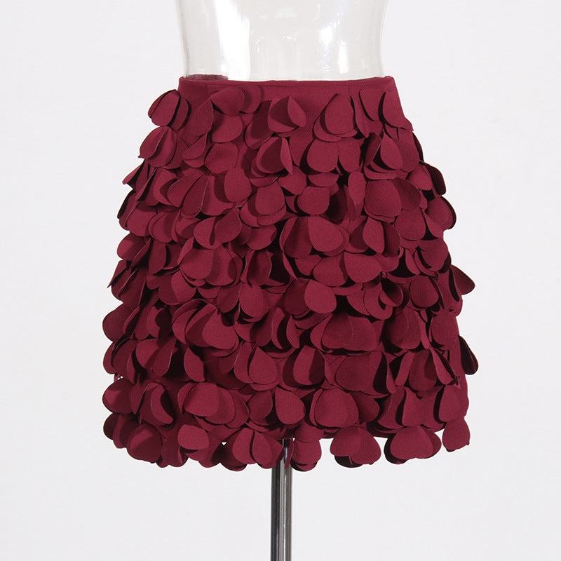 Design Sense Stitching Wafer Decoration Short A-Line Skirt – Trendy Chic Style