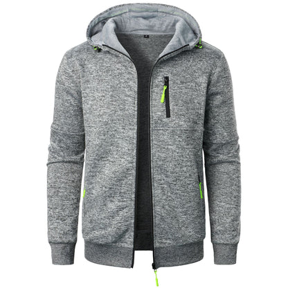 Men's Sports Fitness Casual Jacquard Hooded Jacket Knitted Cardigan