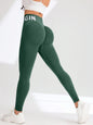 Seamless Letter Peach Yoga Hip Raise Skinny High Waist Exercise Workout Pants Women