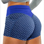 Large honeycomb yoga shorts for women, sport jacquard three quarter pants, honeycomb pocket fitness yoga shorts