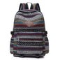 Ethnic style backpack leisure plaid canvas bag leisure large capacity student women backpack leisure travel trendy bag