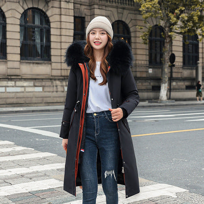Women's Long Two-way Cotton-padded Clothes Fleece Trench Coat