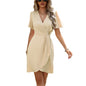 V-neck Short-sleeved Dress Summer Fashion Slim A-line Dresses Beach Clothing For Women