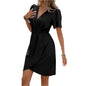 V-neck Short-sleeved Dress Summer Fashion Slim A-line Dresses Beach Clothing For Women