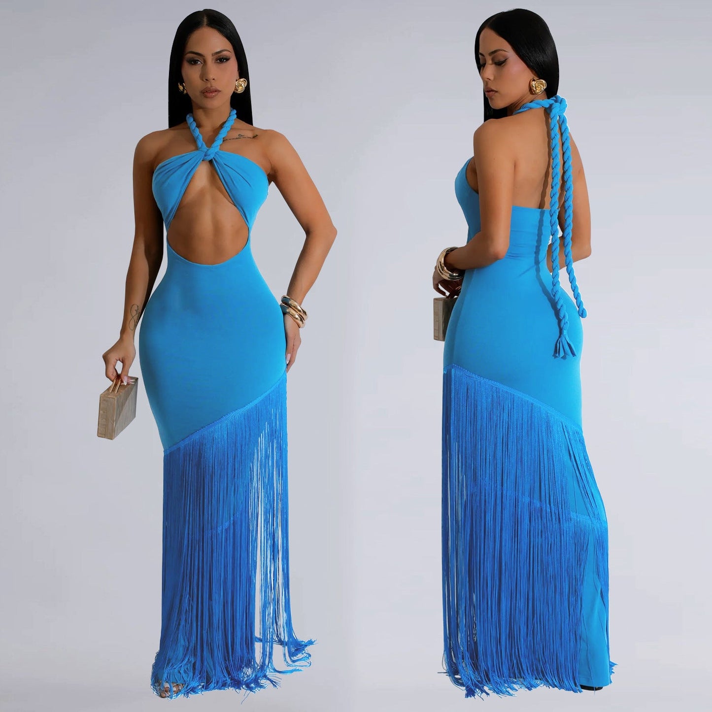 Summer Tassel Stitching Tube Top Dress