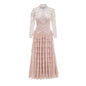 Elegant And Heavy Craft Long Sleeve Beaded Dress