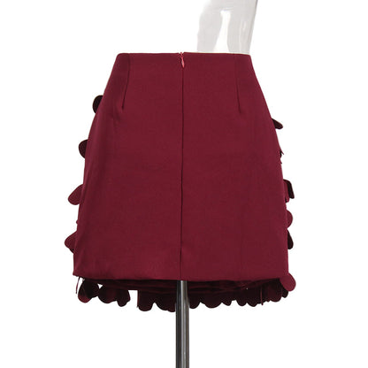 Design Sense Stitching Wafer Decoration Short A-Line Skirt – Trendy Chic Style