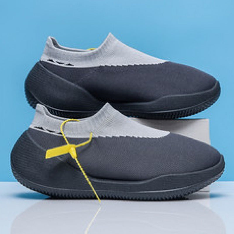 Cross-border men's shoes 2022 new flying woven breathable socks shoe cover foot trend one pedal casual sports shoes coconut shoes