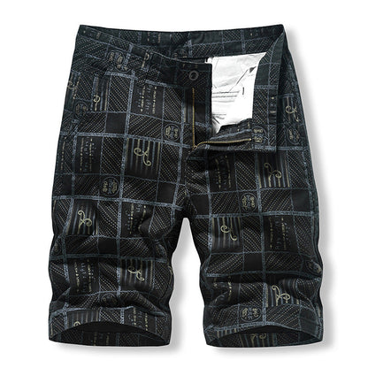 Pure cotton middle pants lattice casual four pocket Men's Shorts