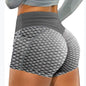Large honeycomb yoga shorts for women, sport jacquard three quarter pants, honeycomb pocket fitness yoga shorts