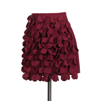Design Sense Stitching Wafer Decoration Short A-Line Skirt – Trendy Chic Style