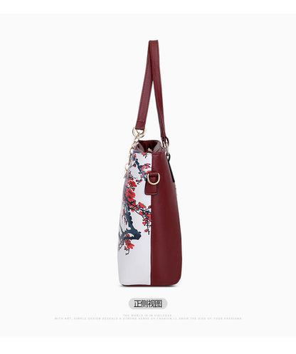 6/Piece Set Mother Handbag Vintage Tote Bags Printed High Quality Women's Bag Trend One Shoulder Crossbody Women Handbags Purse