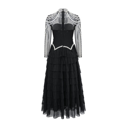 Elegant And Heavy Craft Long Sleeve Beaded Dress