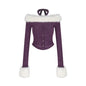 Women's Purple Fur Halter Off-shoulder Sweater