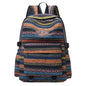 Ethnic style backpack leisure plaid canvas bag leisure large capacity student women backpack leisure travel trendy bag