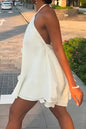 3D Flower Halter Chiffon Mini Dress
