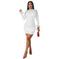 Women's Long Sleeve Stitching Elastic Casual Party Hip Bag Dress