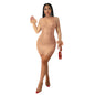 Women's Long Sleeve Stitching Elastic Casual Party Hip Bag Dress