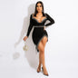 Velvet Sequin Backless Black Dress