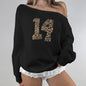 Trendy printed digital patch hoodie for autumn fashion, loose and casual edition, fringed round neck top