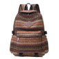 Ethnic style backpack leisure plaid canvas bag leisure large capacity student women backpack leisure travel trendy bag