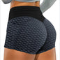 Large honeycomb yoga shorts for women, sport jacquard three quarter pants, honeycomb pocket fitness yoga shorts