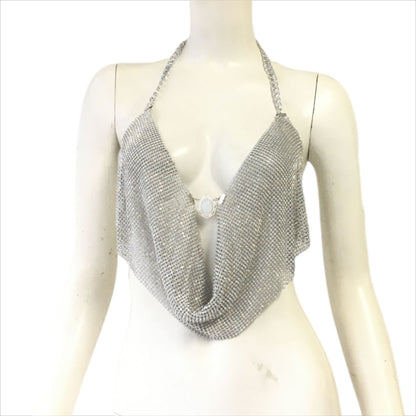 American Hot Top Metal Full Diamond Sexy Chain On Neck Sling