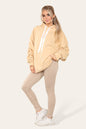 Plus Size Ruched Sleeves Hoodie With Satin Ribbon with High Waist High Rise Seamless Ribbed Legging Set