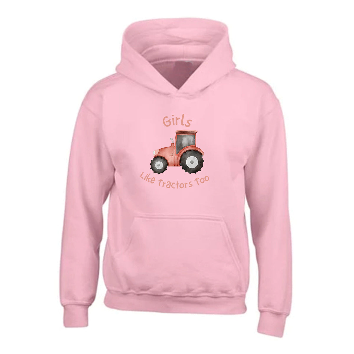 Kids "GIRLS LIKE TRACTORS TOO" Printed Hoodie