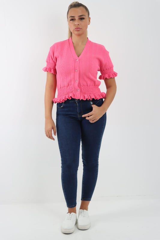 Short Sleeve Frill Cardigan