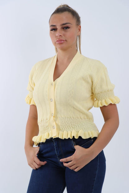 Short Sleeve Frill Cardigan