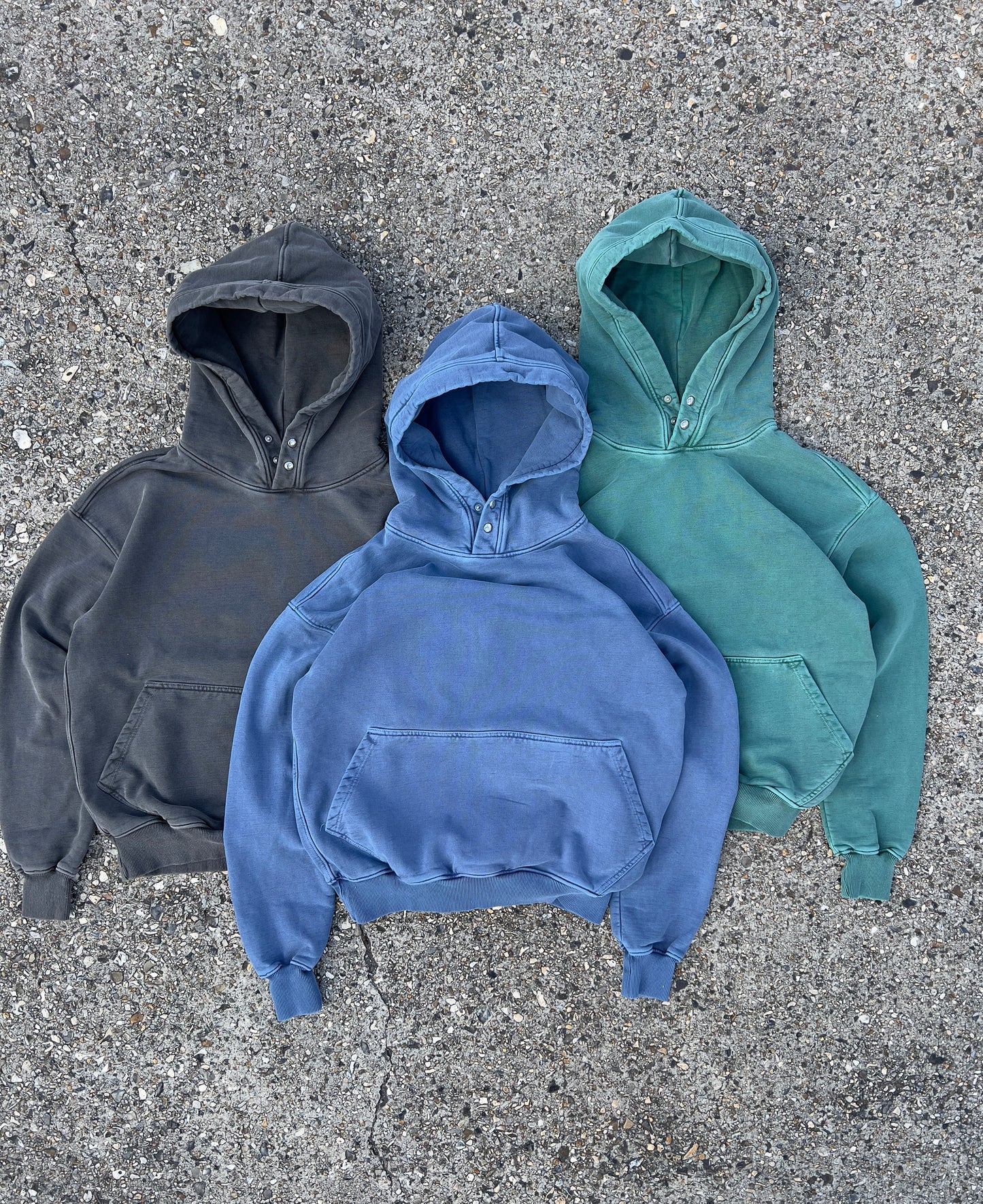 WASHED BLANK HOODIE BLUE