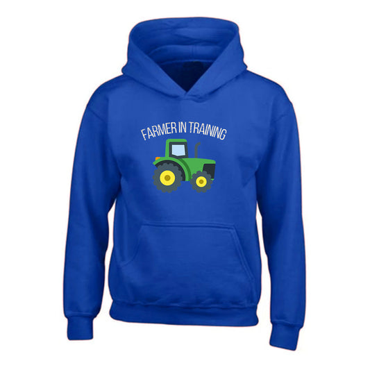 Kids Unisex "FARMER IN TRAINING" Tractor Printed Hoodie