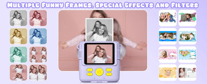 Kids Digital Camera 2.4" 1080P HD Video Camera Portable Instant Print Camera with 32GB Card, Birthday Gift for Boys Girls 3-12