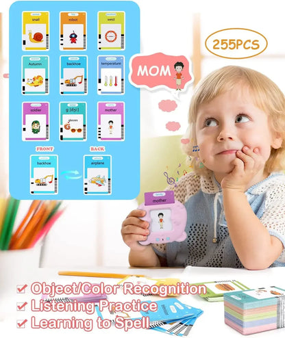 Kids Talking Flash Cards Learning Machine - Interactive Language Learning Toy for English, Spanish, French & German | Educational Audio Book for Toddlers & Kindergarten
