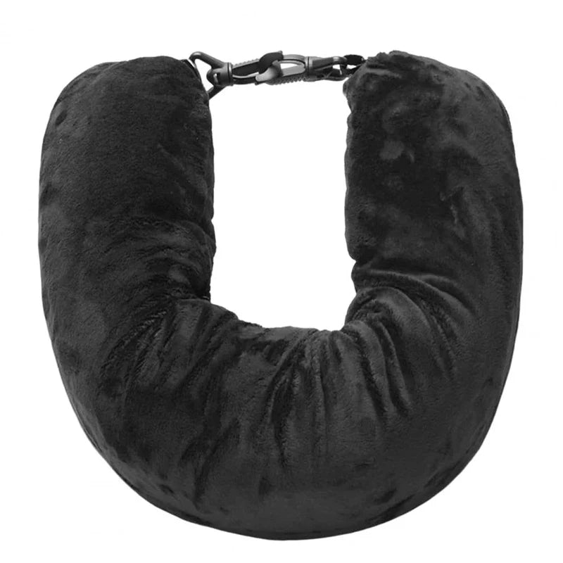 Portable Fillable Neck Pillow Space-saving Fillable Clothes Neck Pillow Adjustable Comfortable Flannel For Car Train Airplane