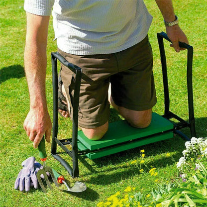 Heavy Duty Garden Kneeler Seat, Thickend Soft Eva Pad, Foldable Garden Stool Pouch, Steel Frame, Gardening Bench