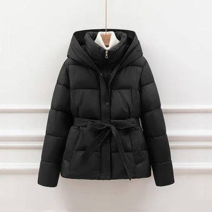 Women's Padded Cotton Thick Winter Coat with Hoodie