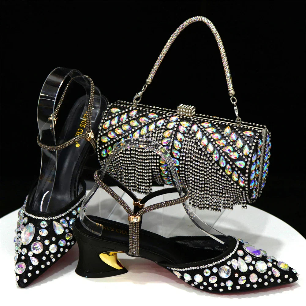 Italian Design Three-Dimensional Women's Bags And Ladies Heel Shoes