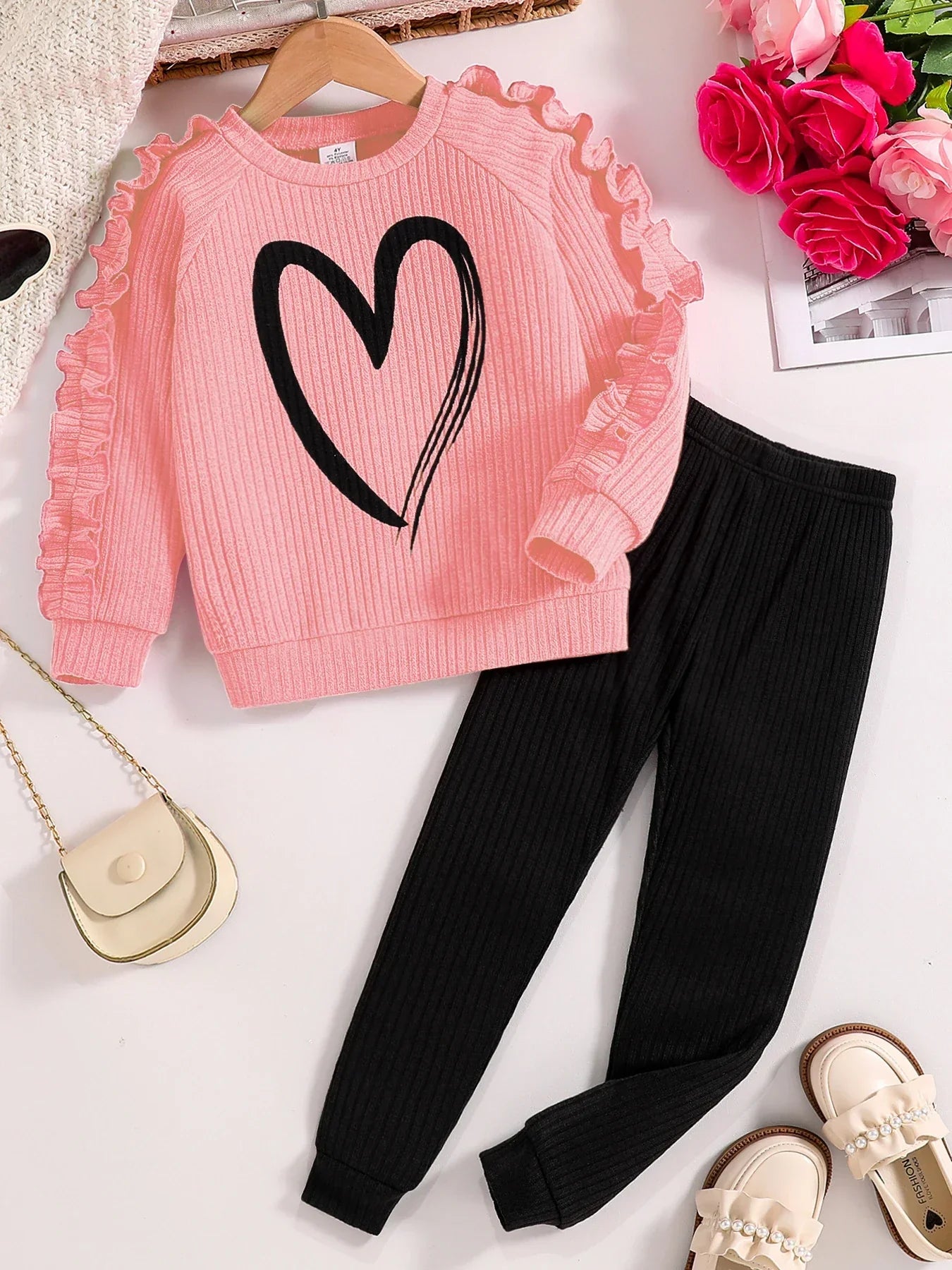 Spring and Autumn children fashion sports set girls sweater + casual pants