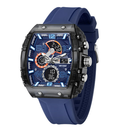 Men's 8109 electronic watch fashion square dual display waterproof luminous