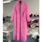 Faux Fur Jacket Women Long Coat Thick Fluffy Winter Warm Shaggy Overcoat Open Stitch Outerwear Turn Down Collar High Street