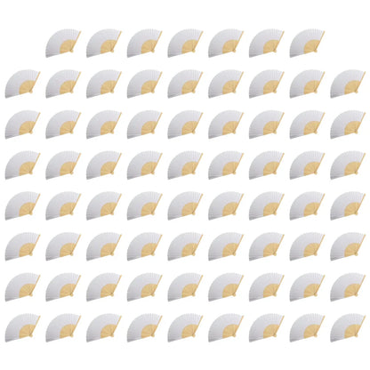100-1PCS Hand Held Paper Fans Blank White Bamboo Folding Fans for Wedding Gift Party Dance DIY Decoration Personalised Fan