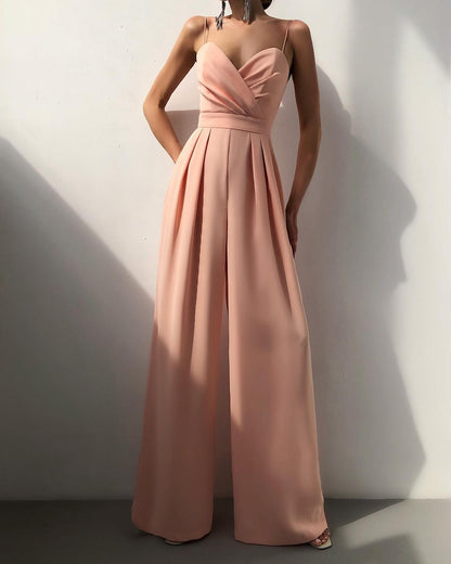 Imani - Elegant Spaghetti Strap Wide-Leg Jumpsuit