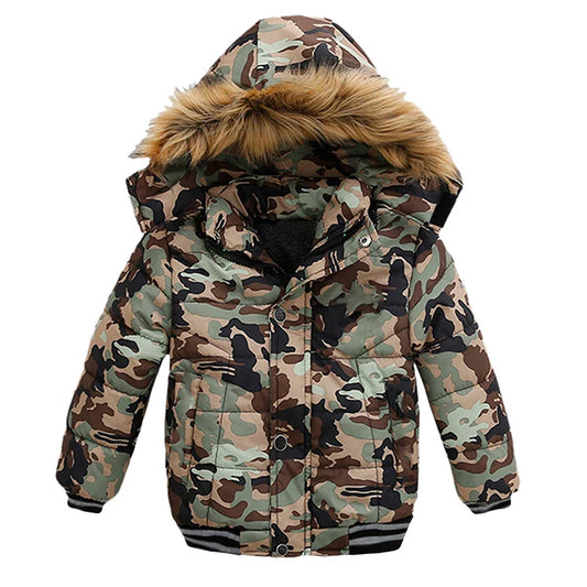 Autumn Winter Hooded Jacket for Kids - Boys & Girls Warm Fur Collar Zipper Outerwear Casual Fashion Baby Coat for Ages 2-6