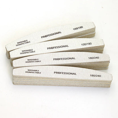 10pcs/Lot Wooden Nail Files Professional 100 180 240 Emery Board Manicure Buffer Grey Boat Double-sided Wooden Pedicure Buffers
