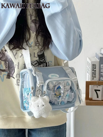 New Fashion 2025 Itabag Women Multipocket Clear Transparent Bag Summer Crossbody Bags Bucket Bag College Student Shoulder Bag