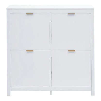 Livingandhome Flip Down Wood Shoe Cabinet in White for Hallway, Mudroom or Entryway