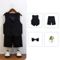 Children Green White Baptism Photography Suit Kids Vest Shirt Shorts Bowtie